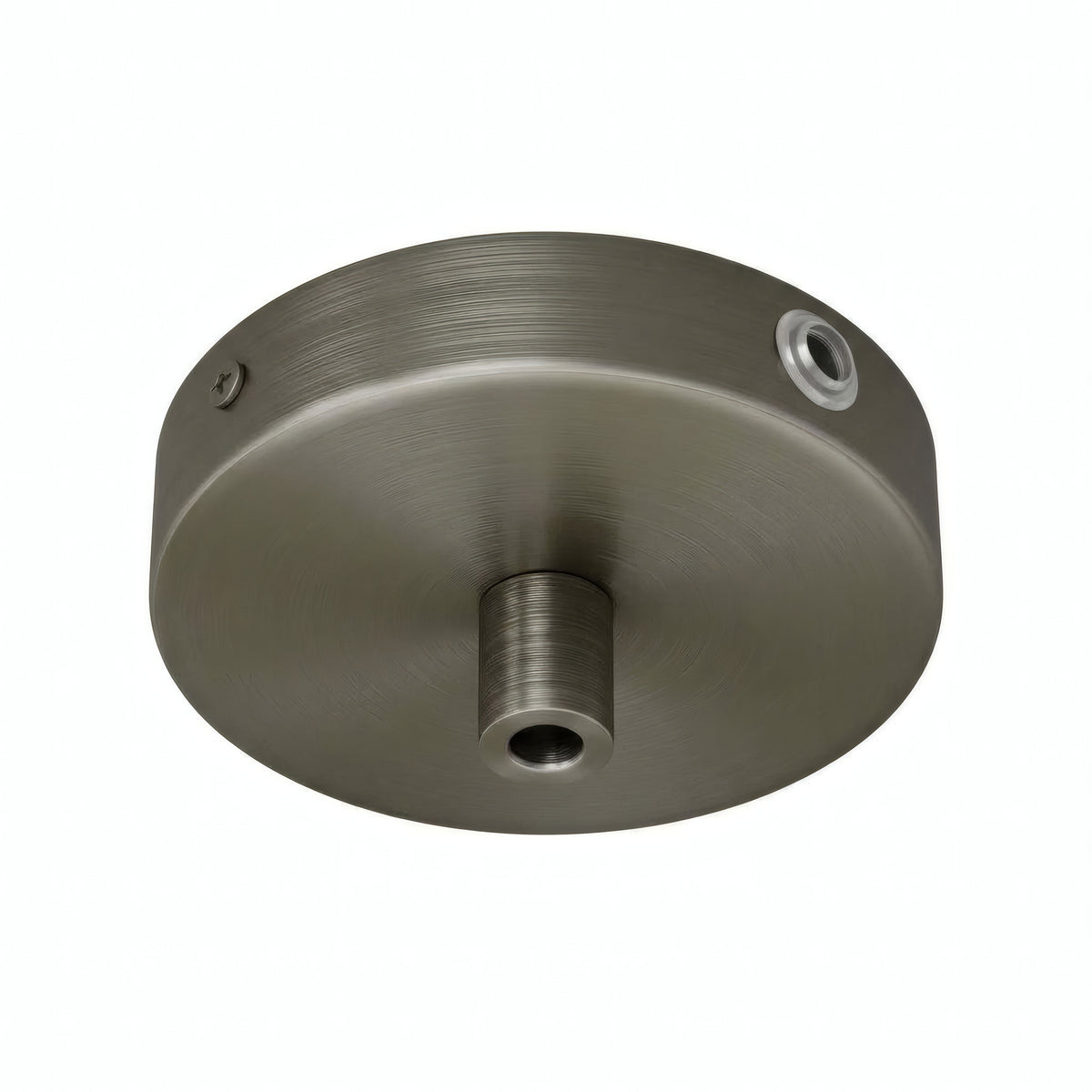Mini cylindrical metal ceiling rose, Ø 83 mm — 1 central hole and 2 side holes / Cylindrical metal / Satin titanium