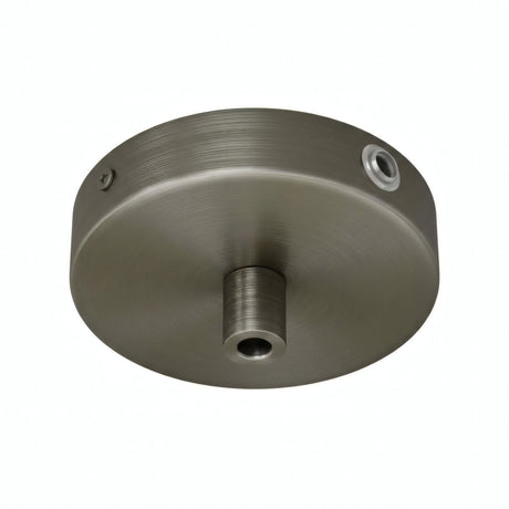 Mini cylindrical metal ceiling rose, Ø 83 mm — 1 central hole and 2 side holes / Cylindrical metal / Satin titanium