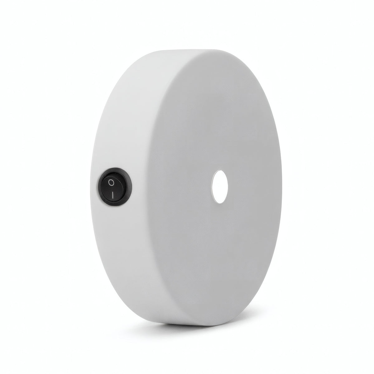 Mini cylindrical metal ceiling rose with a switch, Ø 83 mm — Matt white