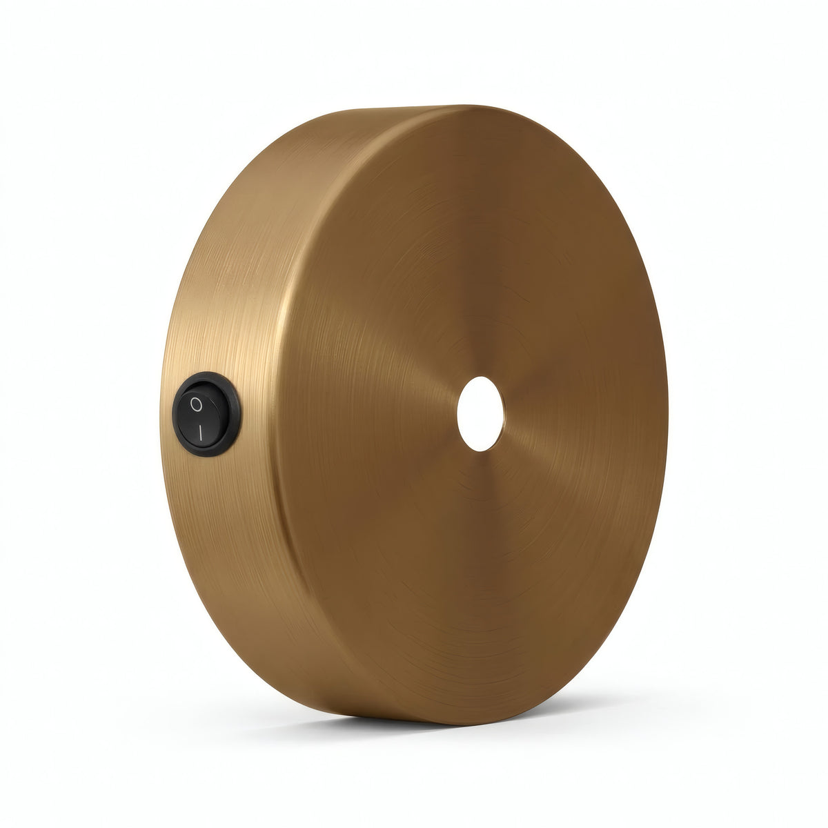 Mini cylindrical metal ceiling rose with a switch, Ø 83 mm — Satin bronze