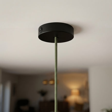 Mini cylindrical metal ceiling rose with a switch, Ø 83 mm — Black