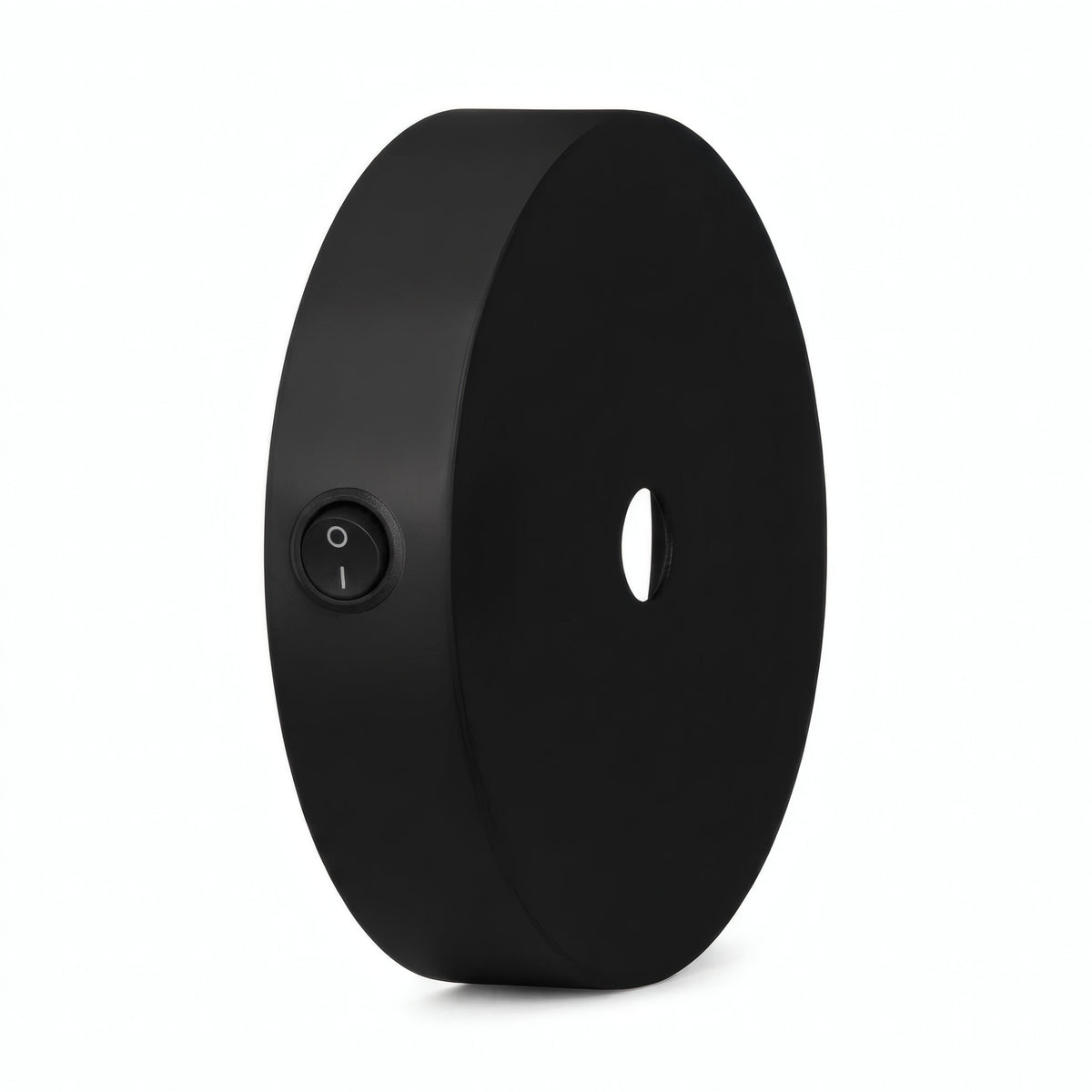 Mini cylindrical metal ceiling rose with a switch, Ø 83 mm — Black