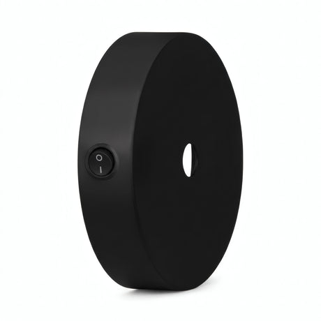 Mini cylindrical metal ceiling rose with a switch, Ø 83 mm — Black