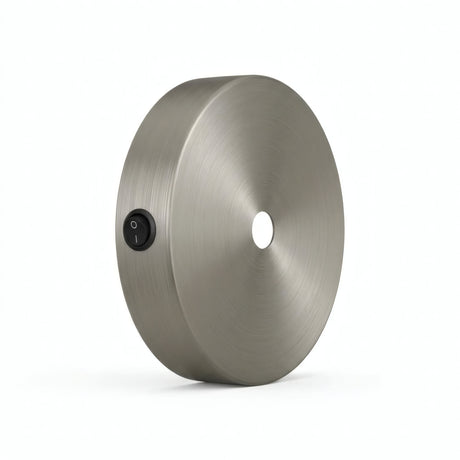 Mini cylindrical metal ceiling rose with a switch, Ø 83 mm — Satin titanium