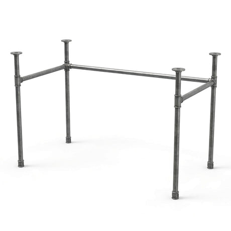 U-frame desk base with high rail, cast iron and steel Ø 27 mm, three-quarter view on white background (top not included)