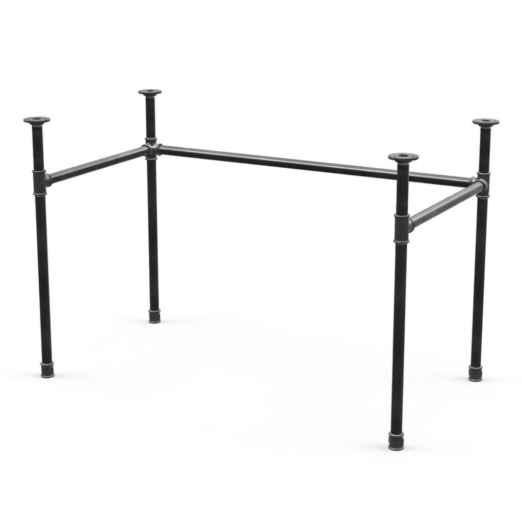 U-frame desk base with high rail, cast iron and steel Ø 27 mm, three-quarter view on white background (top not included)