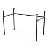 U-frame desk base with high rail, cast iron and steel Ø 27 mm, three-quarter view on white background (top not included)