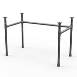 U-frame desk base with high rail, cast iron and steel Ø 34 mm, three-quarter view on white background (top not included)