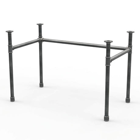 U-frame desk base with high rail, cast iron and steel Ø 34 mm, three-quarter view on white background (top not included)