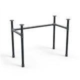 U-frame desk base with high rail, cast iron and steel Ø 34 mm, three-quarter view on white background (top not included)