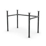 U-frame desk base with high rail, cast iron and steel Ø 34 mm, three-quarter view on white background (top not included)