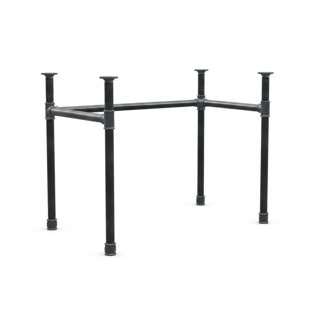 U-frame desk base with high rail, cast iron and steel Ø 34 mm, three-quarter view on white background (top not included)