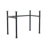 U-frame desk base with high rail, cast iron and steel Ø 34 mm, three-quarter view on white background (top not included)
