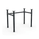 U-frame desk base with high rail, cast iron and steel Ø 42 mm, three-quarter view on white background (top not included)