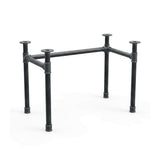 U-frame desk base with high rail, cast iron and steel Ø 42 mm, three-quarter view on white background (top not included)