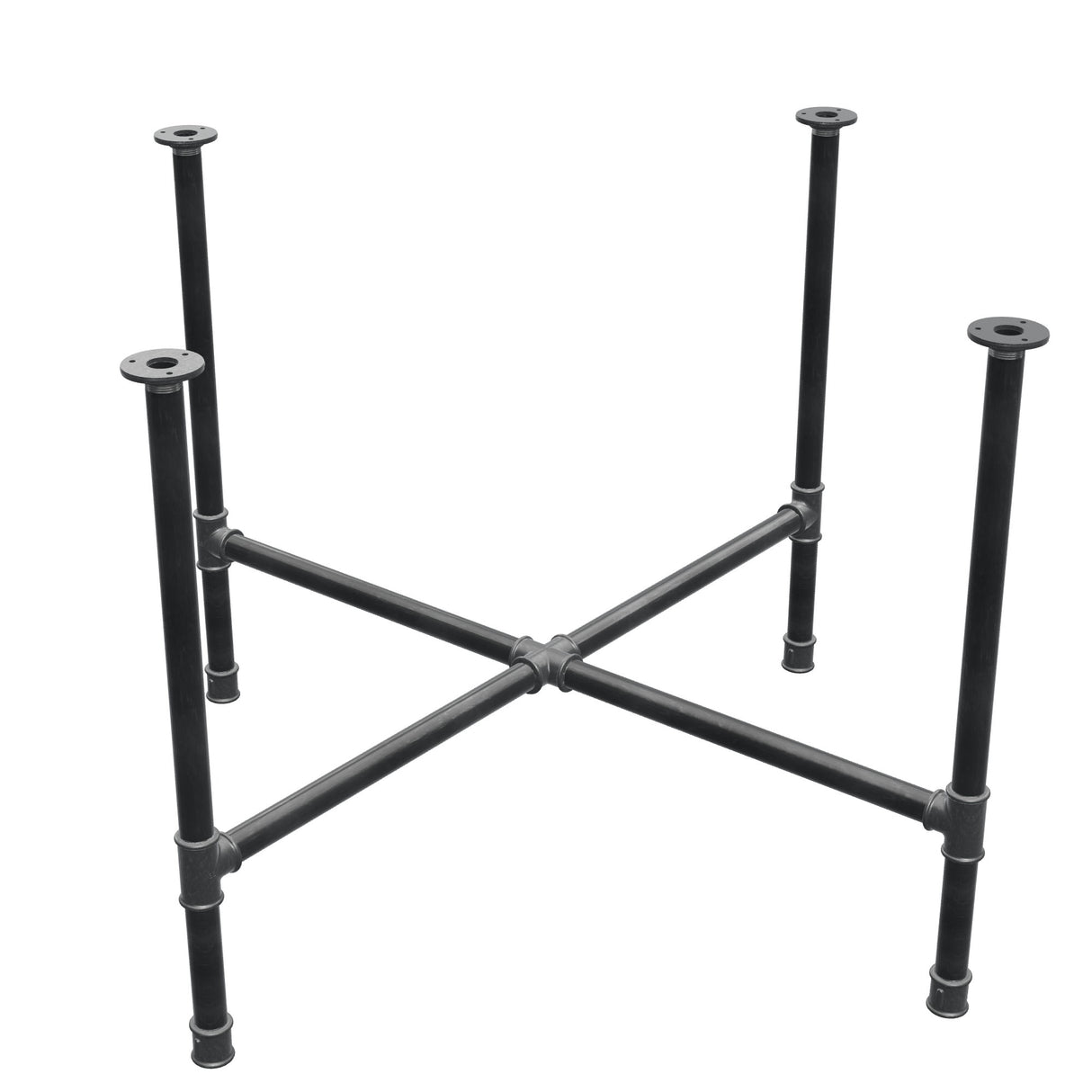Dining table base, cross legs, cast iron and steel Ø 34 mm, 116 × 116 cm, height 75 cm