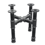 Coffee table base, cross legs, cast iron and steel Ø 34 mm, 36 × 36 cm, height 32 cm