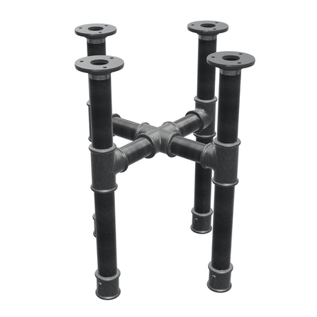 Coffee table base, cross legs, cast iron and steel Ø 34 mm, 36 × 36 cm, height 42 cm