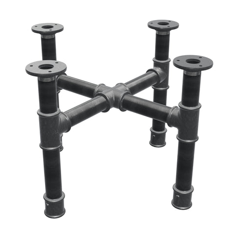 Coffee table base, cross legs, cast iron and steel Ø 34 mm, 46 × 46 cm, height 32 cm
