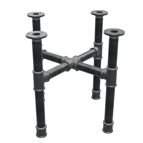 Coffee table base, cross legs, cast iron and steel Ø 34 mm, 46 × 46 cm, height 42 cm