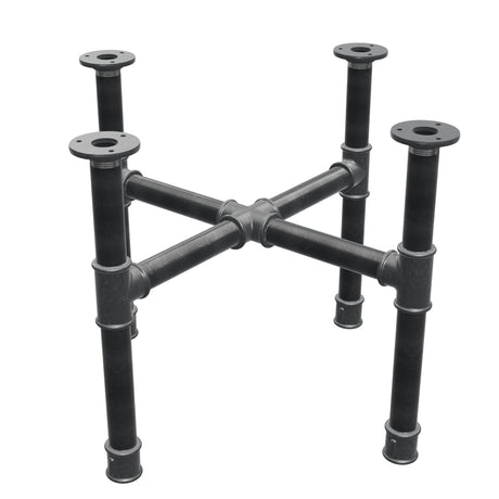 Coffee table base, cross legs, cast iron and steel Ø 34 mm, 56 × 56 cm, height 42 cm