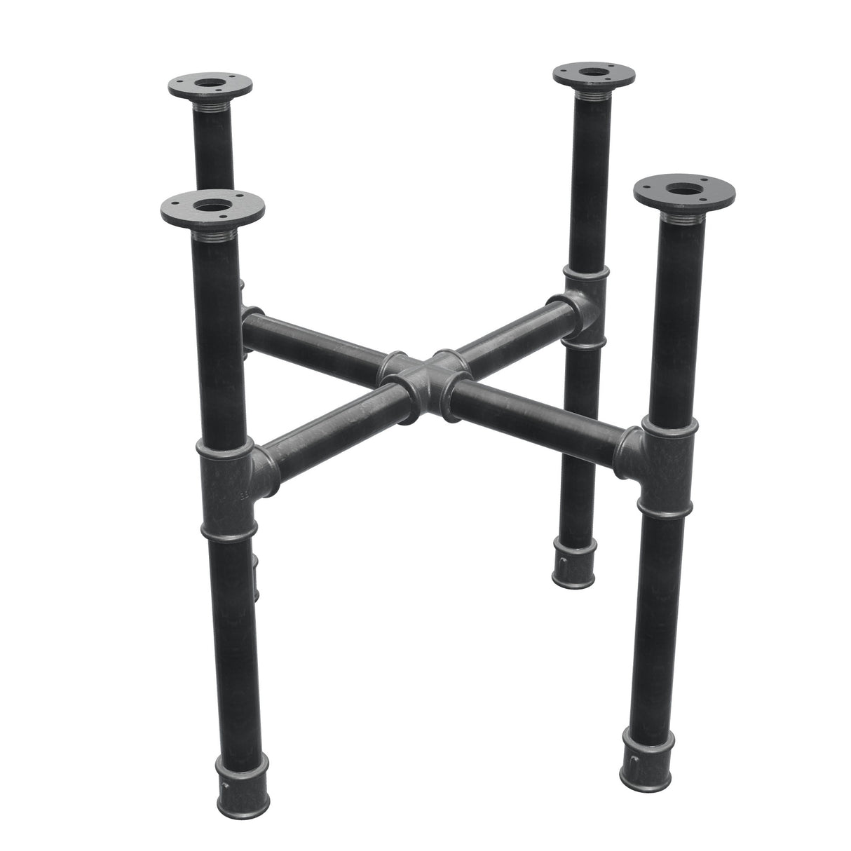 Coffee table base, cross legs, cast iron and steel Ø 34 mm, 56 × 56 cm, height 52 cm