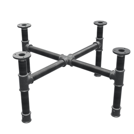 Coffee table base, cross legs, cast iron and steel Ø 34 mm, 66 × 66 cm, height 32 cm
