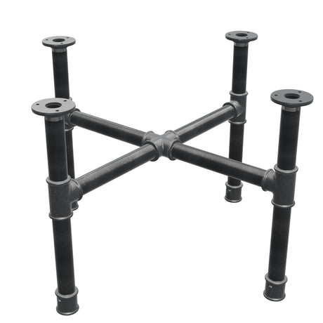 Coffee table base, cross legs, cast iron and steel Ø 34 mm, 66 × 66 cm, height 42 cm