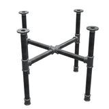 Coffee table base, cross legs, cast iron and steel Ø 34 mm, 66 × 66 cm, height 52 cm