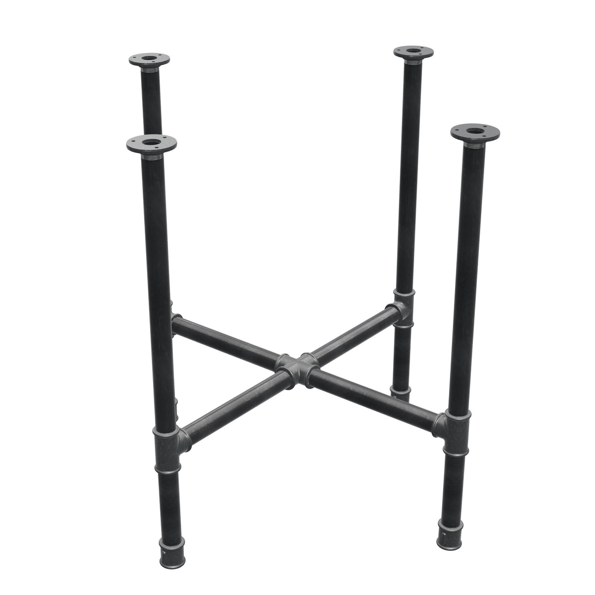 Dining table base, cross legs, cast iron and steel Ø 34 mm, 76 × 76 cm, height 75 cm