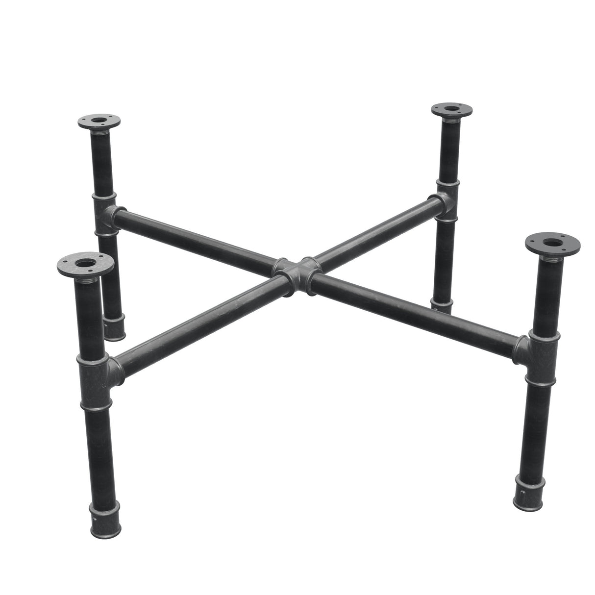 Coffee table base, cross legs, cast iron and steel Ø 34 mm, 96 × 96 cm, height 42 cm