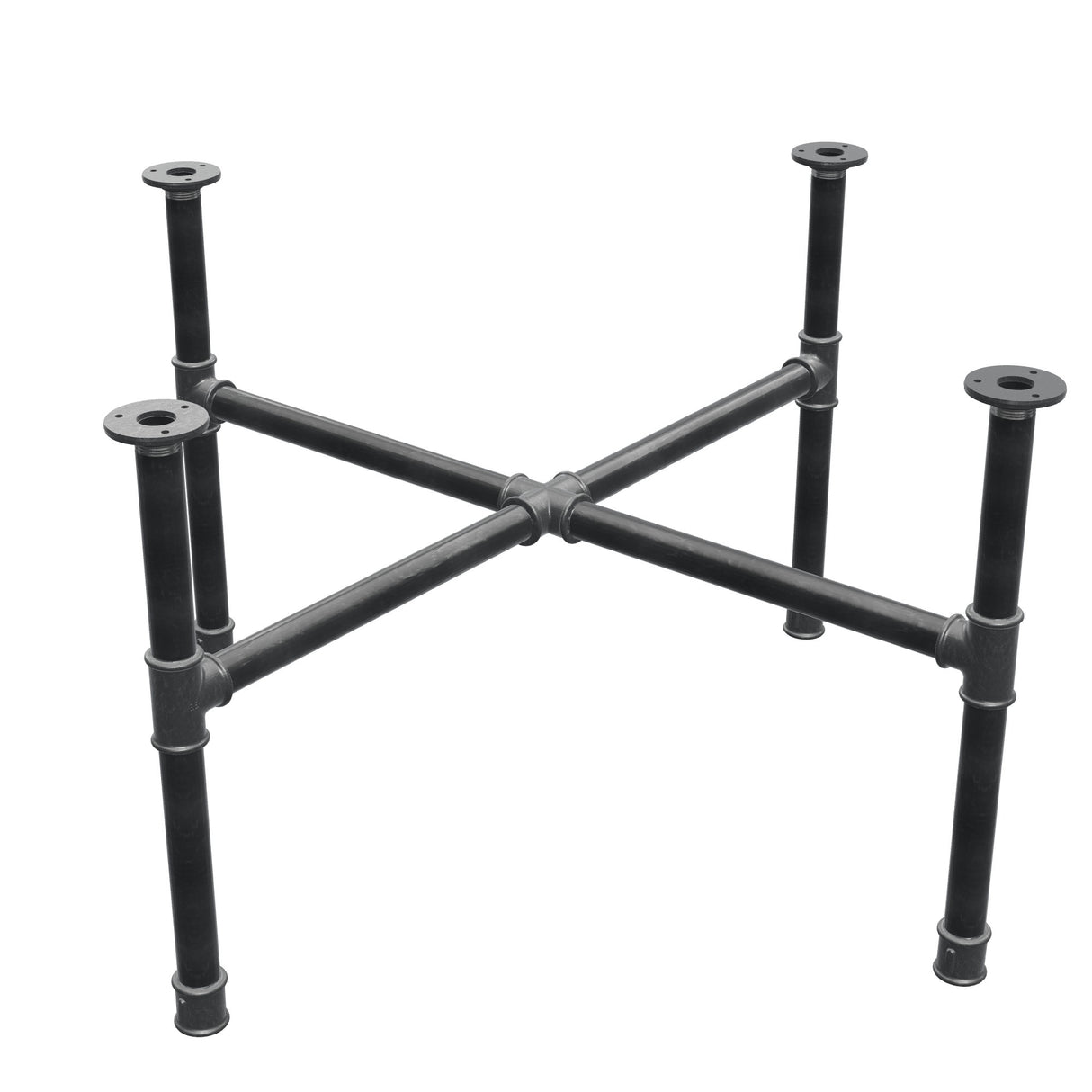 Coffee table base, cross legs, cast iron and steel Ø 34 mm, 96 × 96 cm, height 52 cm