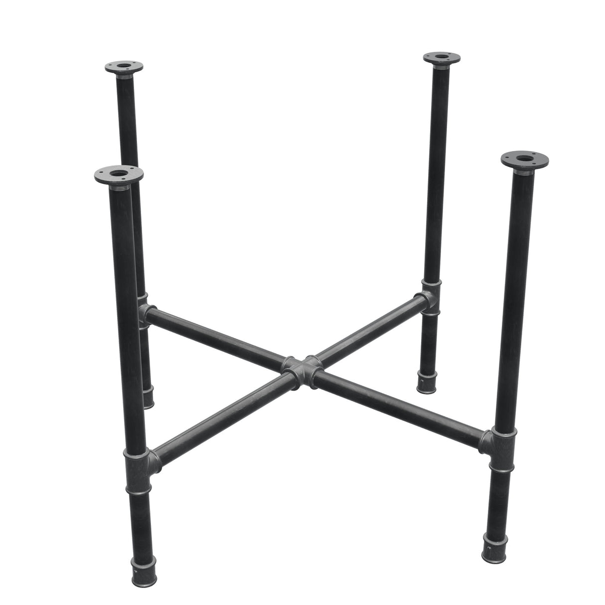 Dining table base, cross legs, cast iron and steel Ø 34 mm, 96 × 96 cm, height 75 cm