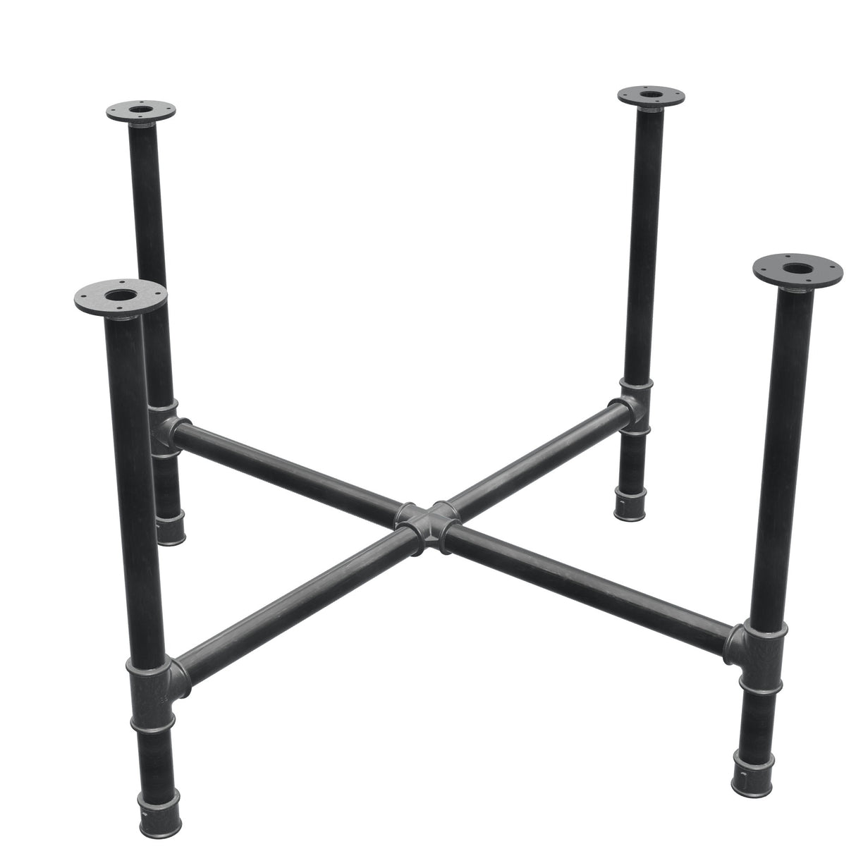 Dining table base, cross legs, cast iron and steel Ø 42 mm, 121 × 121 cm, height 74 cm