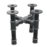 Coffee table base, cross legs, cast iron and steel Ø 42 mm, 41 × 41 cm, height 34 cm