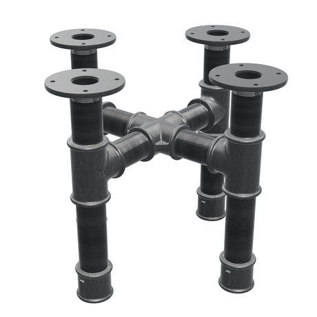 Coffee table base, cross legs, cast iron and steel Ø 42 mm, 41 × 41 cm, height 34 cm