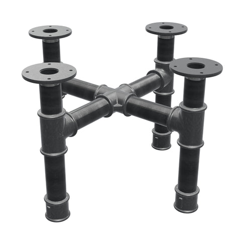 Coffee table base, cross legs, cast iron and steel Ø 42 mm, 51 × 51 cm, height 34 cm