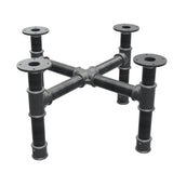 Coffee table base, cross legs, cast iron and steel Ø 42 mm, 61 × 61 cm, height 34 cm