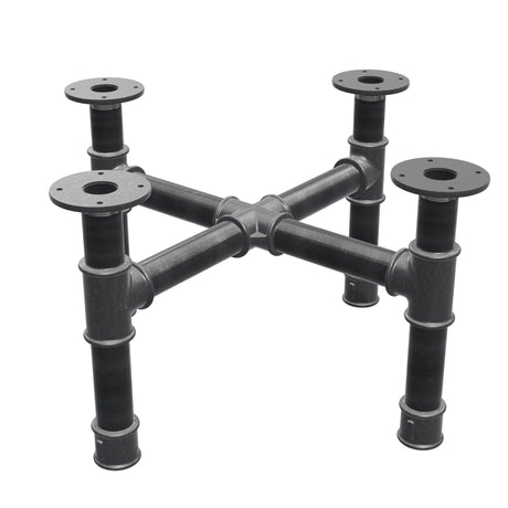 Coffee table base, cross legs, cast iron and steel Ø 42 mm, 61 × 61 cm, height 34 cm