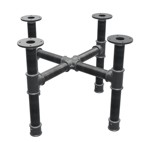 Coffee table base, cross legs, cast iron and steel Ø 42 mm, 61 × 61 cm, height 44 cm