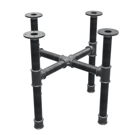 Coffee table base, cross legs, cast iron and steel Ø 42 mm, 61 × 61 cm, height 54 cm