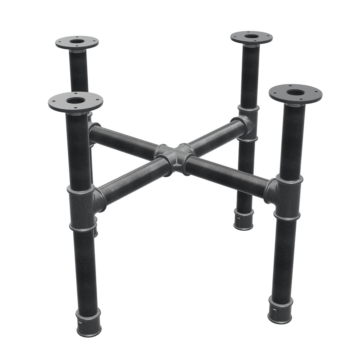 Coffee table base, cross legs, cast iron and steel Ø 42 mm, 71 × 71 cm, height 54 cm