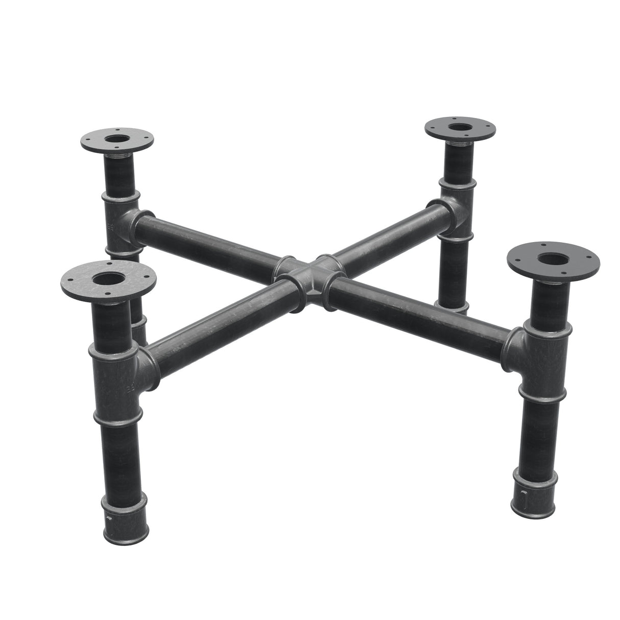 Coffee table base, cross legs, cast iron and steel Ø 42 mm, 81 × 81 cm, height 34 cm
