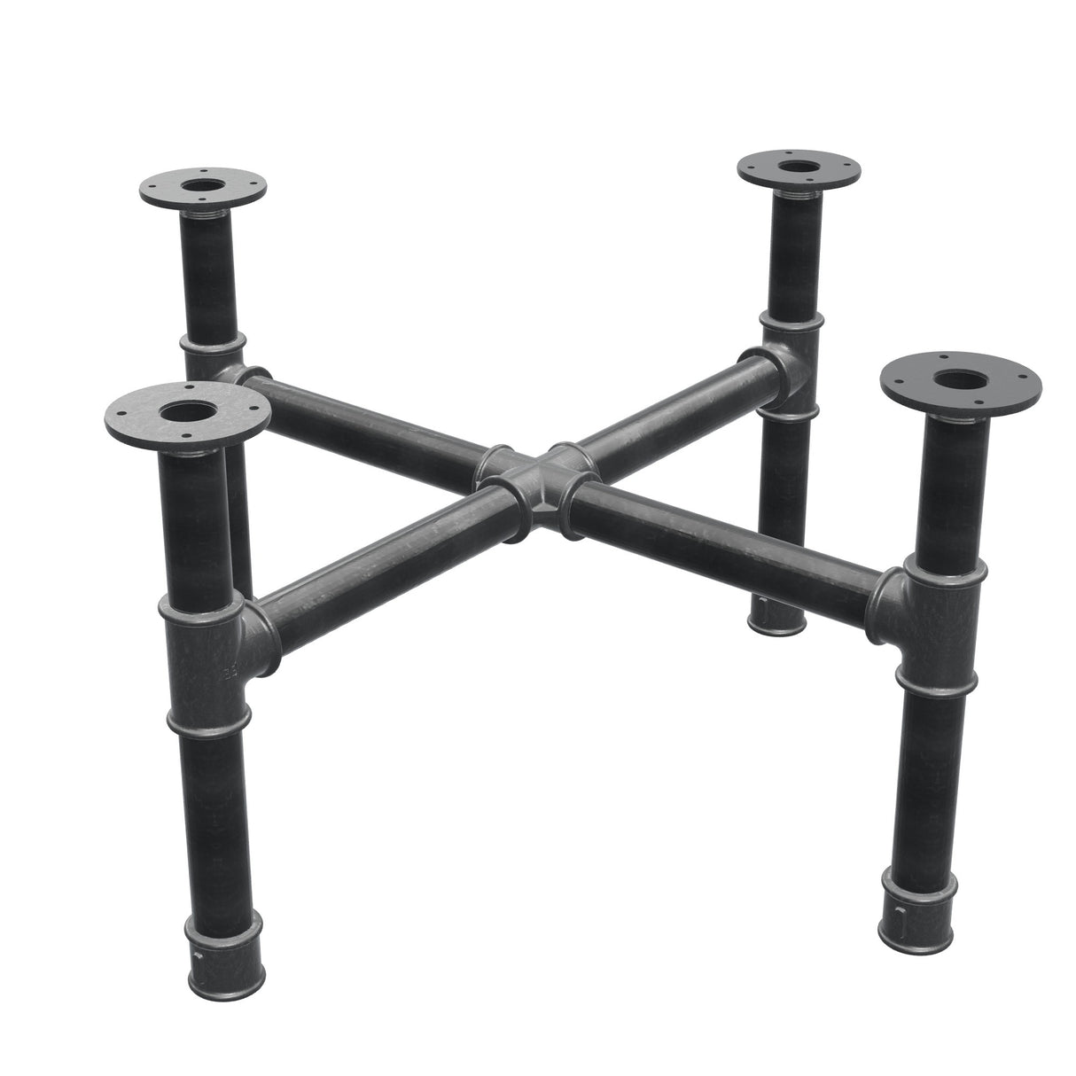Coffee table base, cross legs, cast iron and steel Ø 42 mm, 81 × 81 cm, height 44 cm