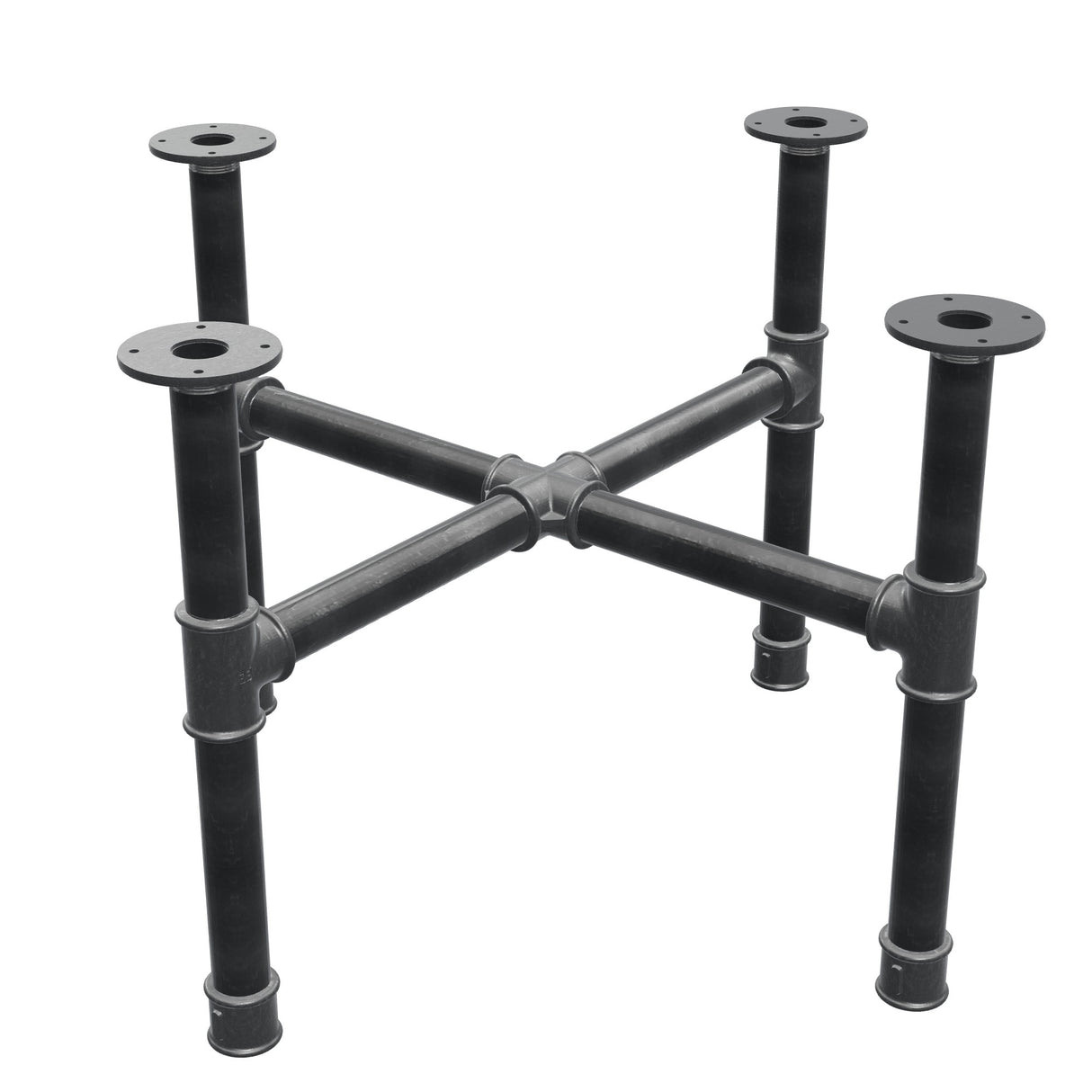 Coffee table base, cross legs, cast iron and steel Ø 42 mm, 81 × 81 cm, height 54 cm