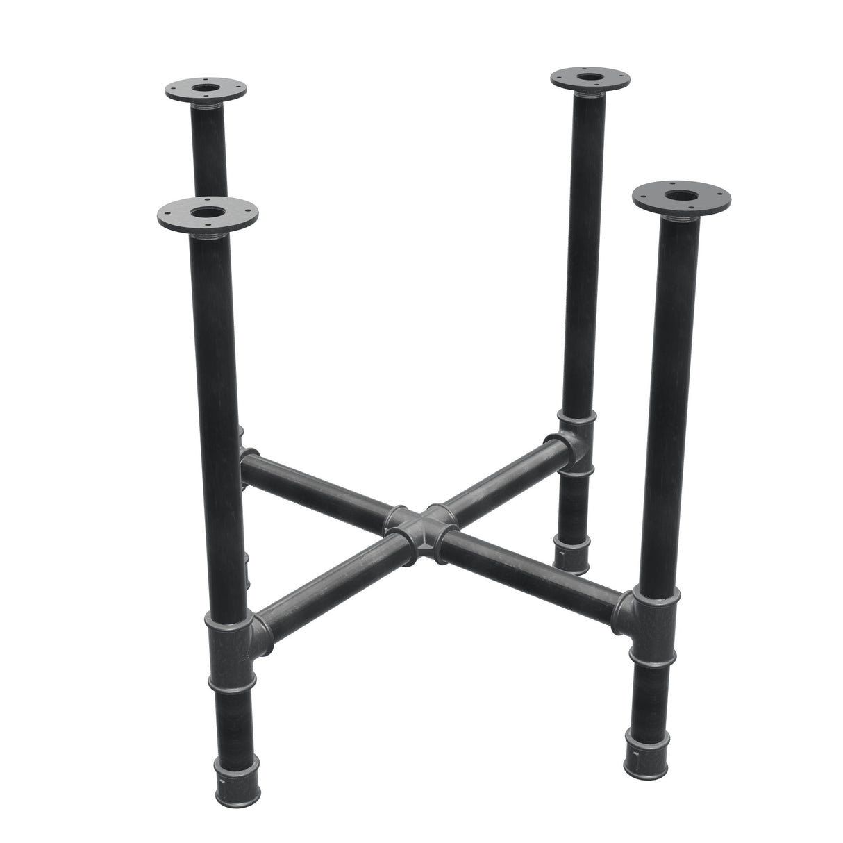 Dining table base, cross legs, cast iron and steel Ø 42 mm, 81 × 81 cm, height 74 cm