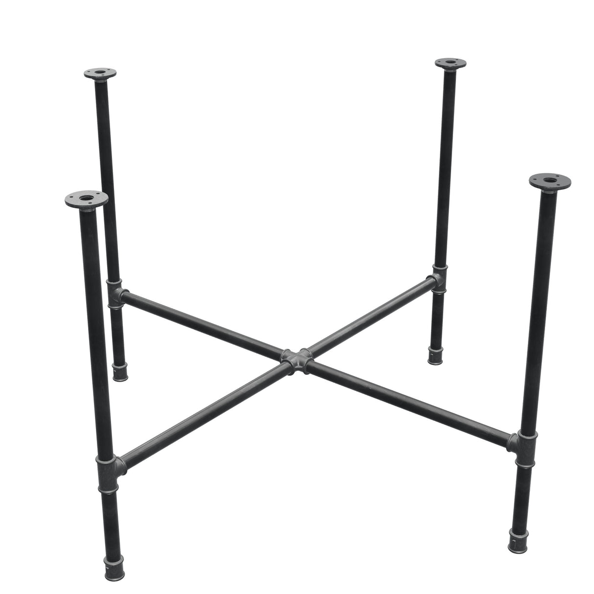 Dining table base, cross legs, cast iron and steel Ø 27 mm, 115 × 115 cm, height 74 cm