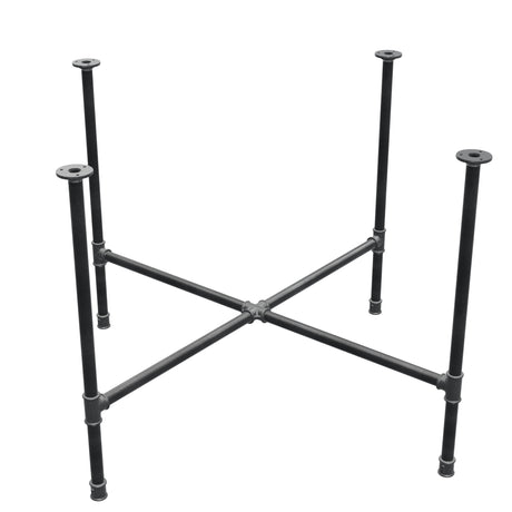 Dining table base, cross legs, cast iron and steel Ø 27 mm, 115 × 115 cm, height 74 cm