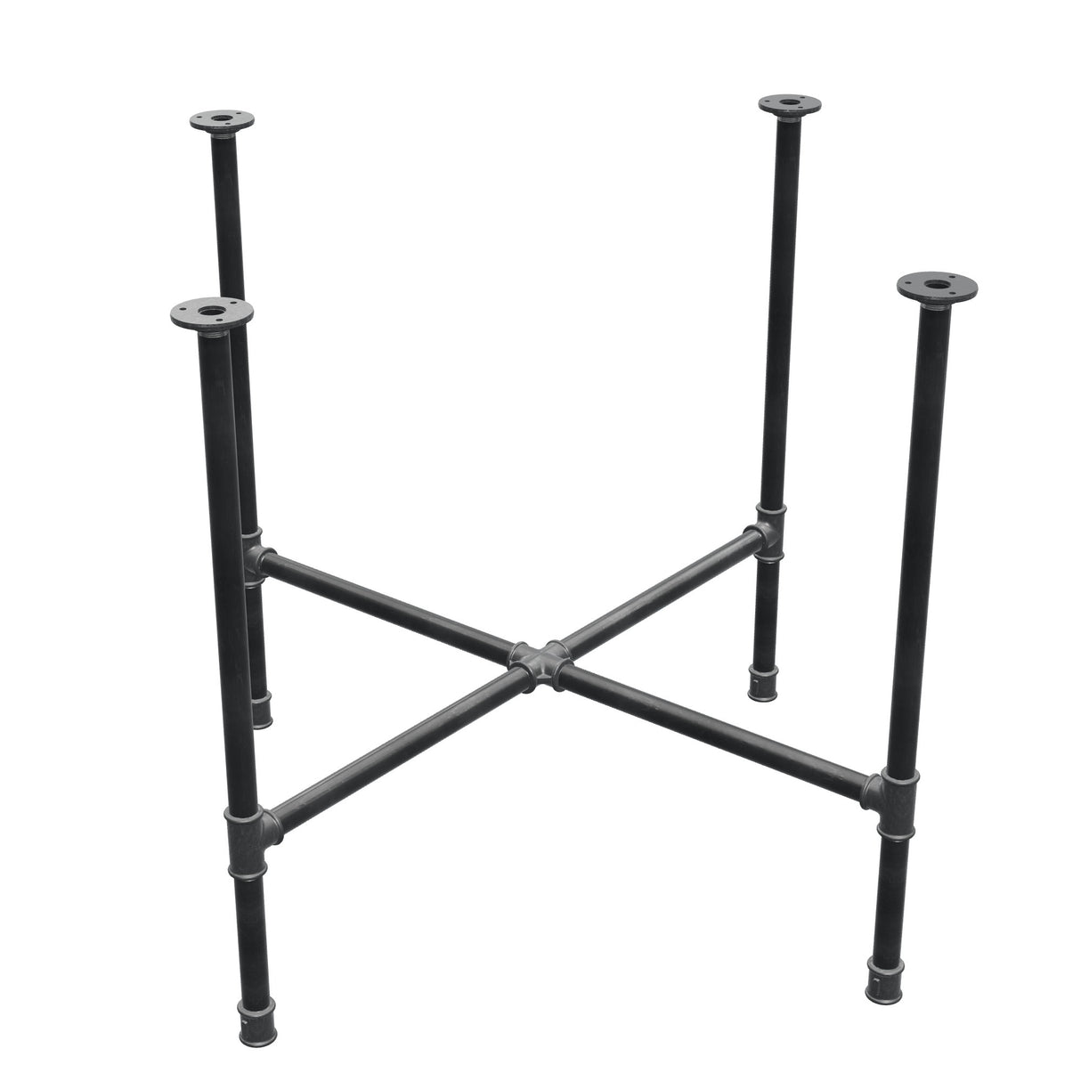Dining table base, cross legs, cast iron and steel Ø 27 mm, 95 × 95 cm, height 74 cm