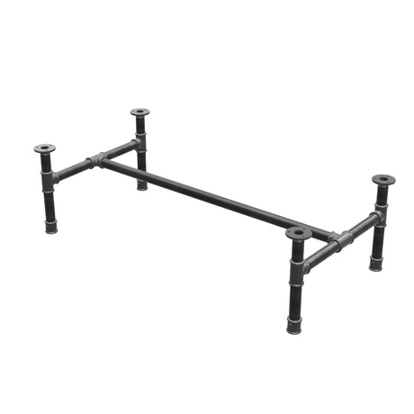 Coffee table base, H-frame, cast iron and steel Ø 34 mm, 112 × 56 cm, height 32 cm